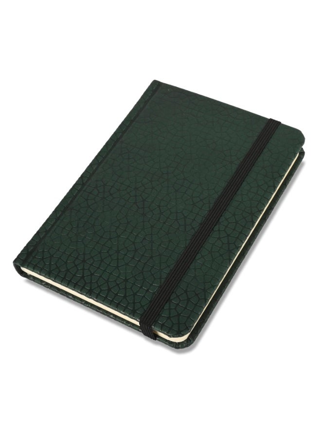 FIS® Executive Notebook, Italian PU Materials, A6 Size(105x148mm,) Round Corners, 96 Sheets, Single Ruled, 70gsm Italian Ivory Paper with Elastic Band Closure, 1 Piece, Green Color-FSNBEXA6GRD4 - Image 1